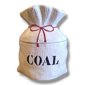Magenta Ceramic Bag Of Coal Christmas Canister